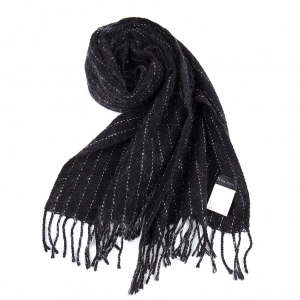 ワイズフォーメンy S For Men ステッチフリンジウールマフラー 黒 メンズ K プレイフル Yahoo ショッピング店 通販 Yahoo ショッピング
