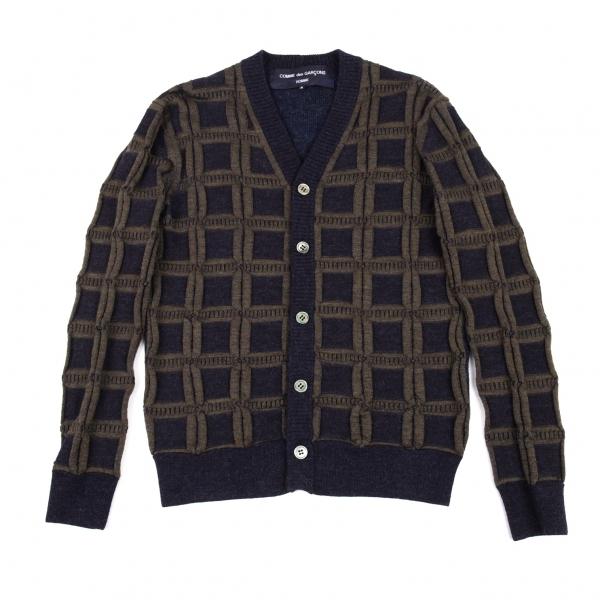 コムデギャルソン オムcomme Des Garcons Homme フロントブロックジャガードニットカーディガン 紺s メンズ K プレイフル Yahoo ショッピング店 通販 Yahoo ショッピング