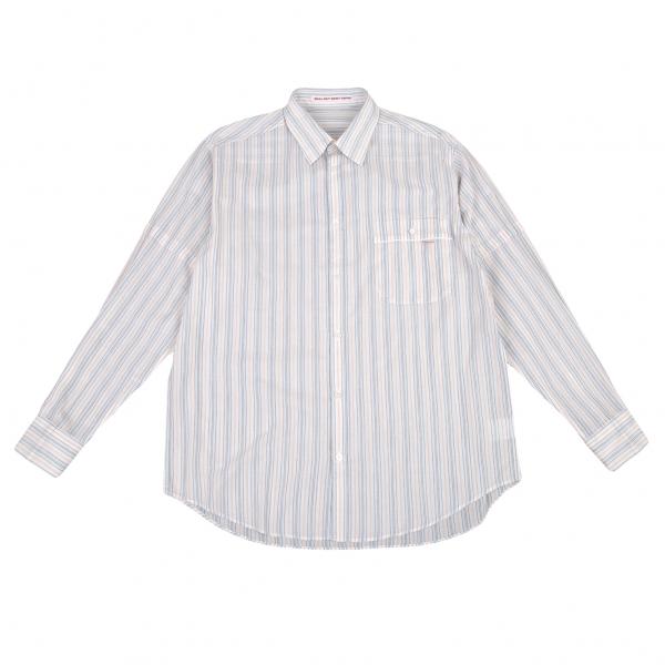 パパスpapas ストライプ袖切替シャツ 白青ピンク48m メンズ K プレイフル Yahoo ショッピング店 通販 Yahoo ショッピング