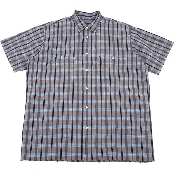 パパスpapas コットンチェック半袖シャツ グレー水色m メンズ K プレイフル Yahoo ショッピング店 通販 Yahoo ショッピング