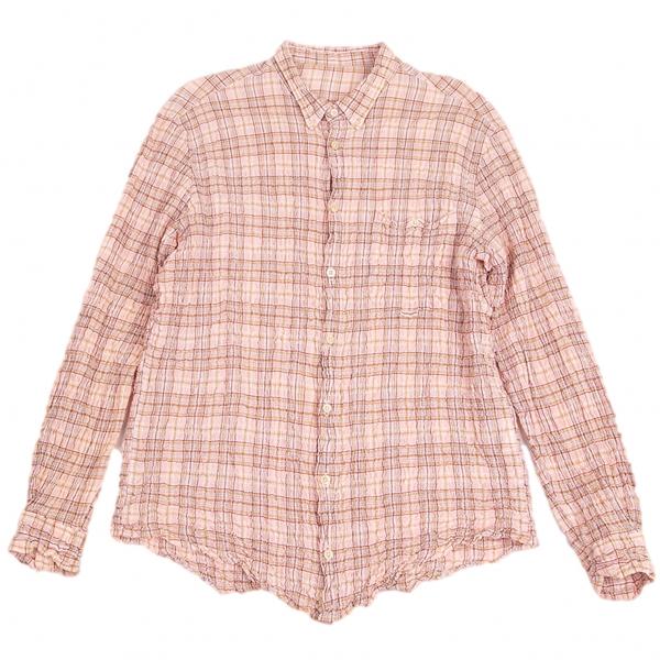 パパスpapas コットンリネンシワ加工チェック長袖シャツ ピンクベージュ52ll メンズ K プレイフル Yahoo ショッピング店 通販 Yahoo ショッピング