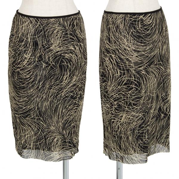 ヴィヴィアンタムVIVIENNETAM 流線プリントパワーネットスカート 黒  