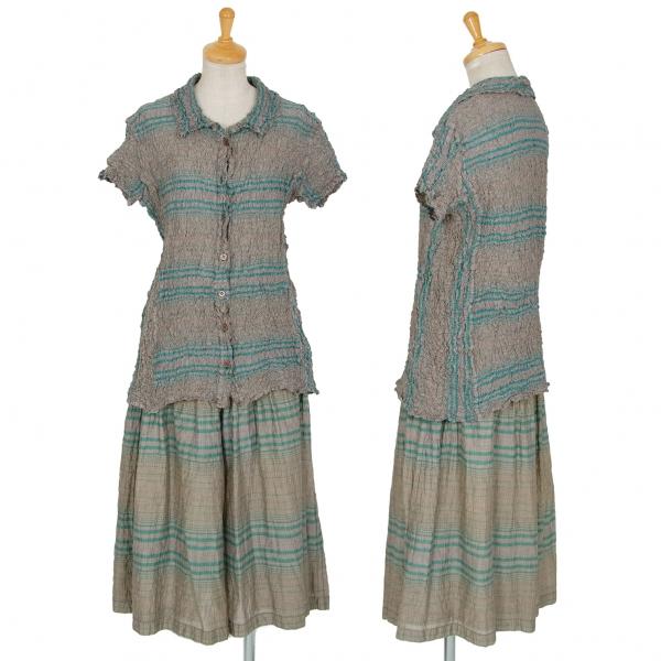 イッセイミヤケ ミーISSEY MIYAKE me シャーリングプリーツチェック  