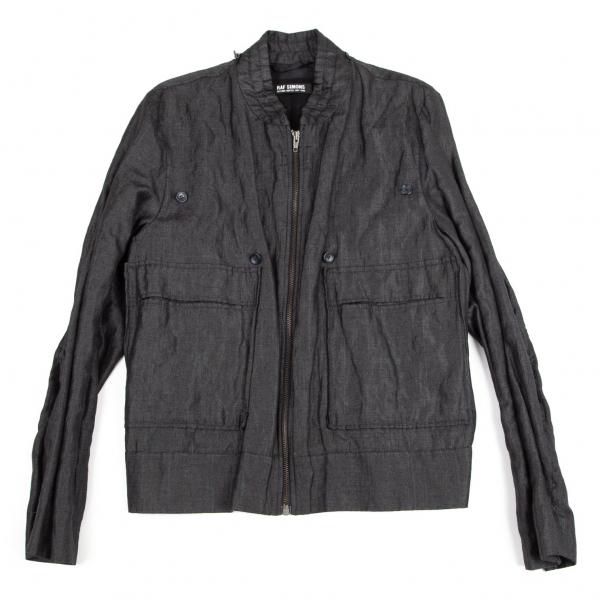 ラフシモンズRAF SIMONS シャイニージップアップジャケット ブルー