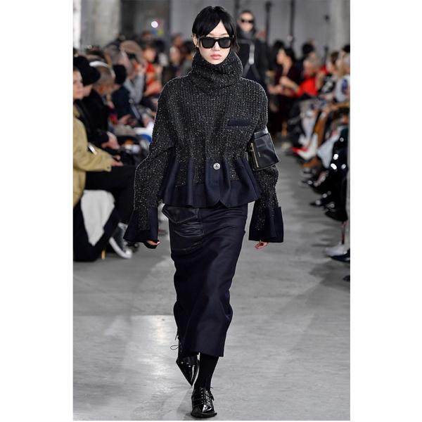 サカイsacai メルトンフロントジップミリタリーポケットロングスカート 
