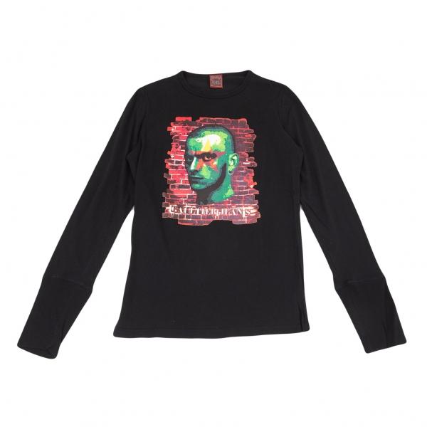 ゴルチエジーンズGAULTIER JEAN'S スキンズプリント長袖Tシャツ 黒48
