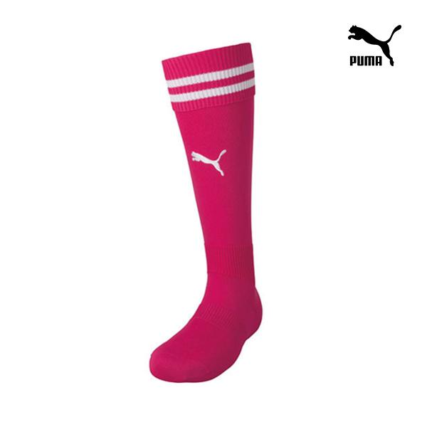 PUMA プーマ キッズ ジュニア サッカー ソックス LIGAコレクション ライン入り ストッキング ラズベリー ピンク 729882 12 16cm-24cm