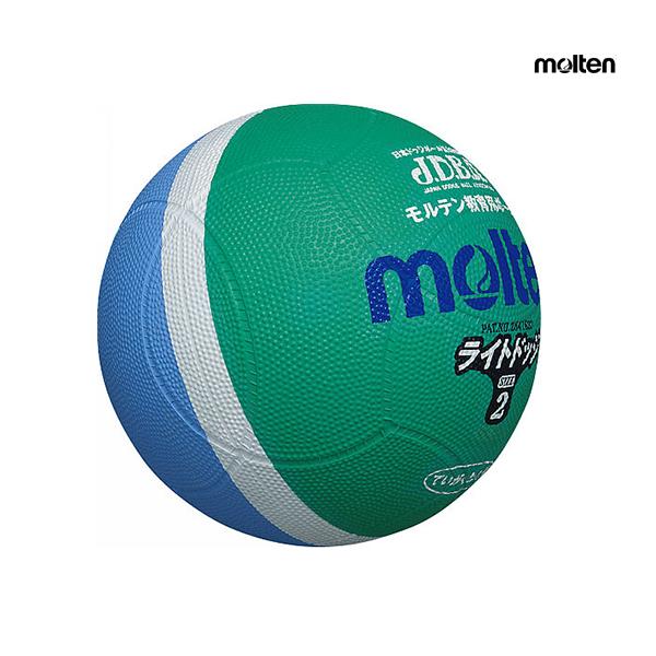 モルテン molten やわらかい触感でよく跳ねる軽量タイプのドッジボール2号球。日本ドッジボール協会推薦球です。・素材　ゴム・重量　200〜220g・カラー MSK緑×サックス