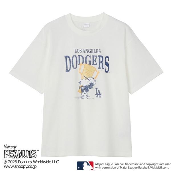 MLB×スヌーピー PEANUTS Tシャツ ロサンゼルス・ドジャース : PLAZA