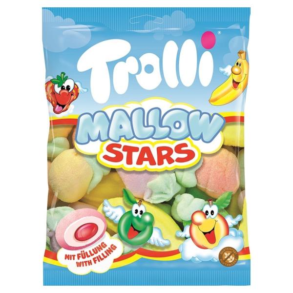 ドイツ発のグミブランド 「Trolli(トローリ)」から、もっちりふわふわ食感のマシュマロのようなフルーツの形をしたグミがラインアップ！ ココアクリーム入りバナナ、アップル、ピーチ、ストロベリーの4種類のフレーバーが楽しめます。【注意】※ア...