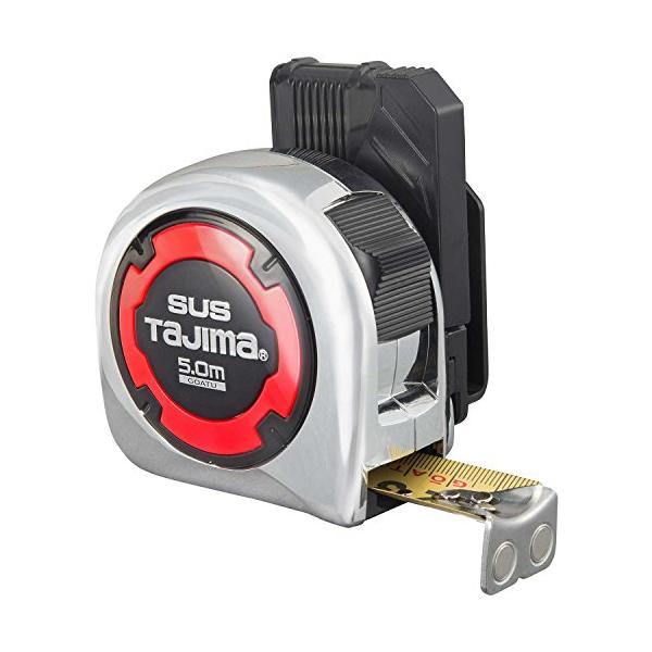 落下防止ホルダー付ホワイト/長さ5 m/GASFSLM25-50・Size:長さ5 mStyle:落下防止ホルダー付PatternName:爪マグネット付・パッケージ個数:1・用途:長さ測定用・目盛仕様:メートル目盛、JIS1級、両面目盛・...