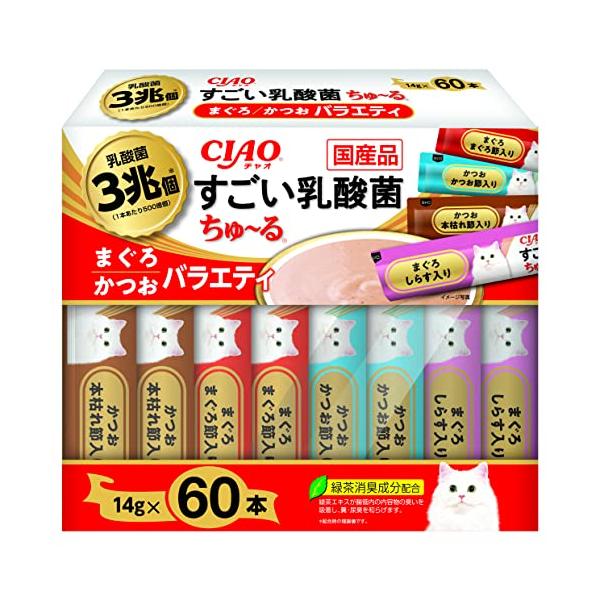 他サイト： チャオ (CIAO) すごい乳酸菌ちゅ~る まぐろ・かつおバラエティ 60本の商品画像
