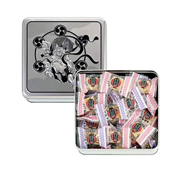 -/2個 (x 1)/-・パッケージ個数:1・常盤堂を代表する雷おこし「上磯部おこし」。白砂糖と黒糖の雷おこしをひとつひとつ個包装し、雷神様のエンボスを施した缶に詰めました。