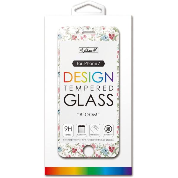Kazall プリント柄付き　保護ガラスフィルム　 for iPhone　8/7　保護フィルム　アイフォン
