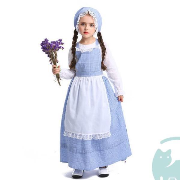 ●商品説明【セット内容】帽子 +ワンピース +エプロン【素材】ポリエステル【洗濯表示】水洗い不可、塩素系漂白剤による漂白 ・・・続く参考サイズ(単位：CM ）XS:身長105-120    着丈95      バスト69    ウエスト65...