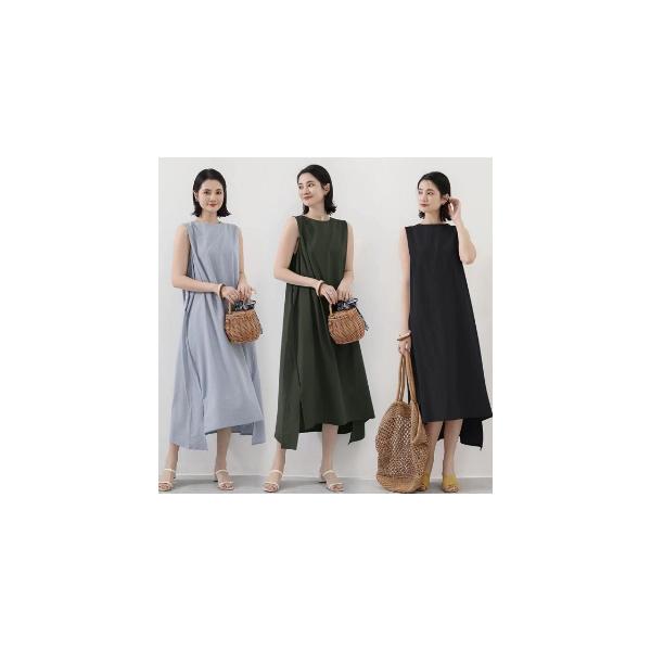 ワンピース ストレート ノースリーブ タックスリーブ シンプル 大人 夏