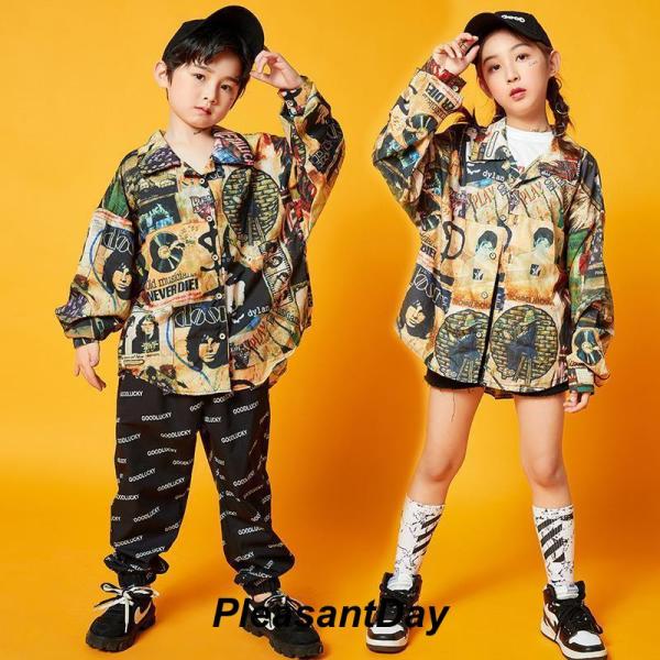 ダンス服装 体操服 JAZZ DANCE tシャツ スウェット キッズチアリーダー hiphop ヒップホップ 女の子 ステージ衣装 ダンスウェア 子供 応援団 運動会 甲子園 チアガール衣装 舞台演出服　おしゃれ　ストリート系　B系　K-...