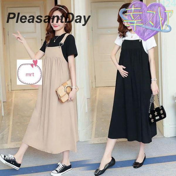 素材：90%棉対象：レディース、マタニティ、産後内容：半そでシャツ+つりスカート 2点セットサイズ：M：バスト/92cm 着丈/92cmL：バスト/96cm 着丈/93cmXL：バスト/100cm 着丈/94cm2XL：バスト/104cm ...