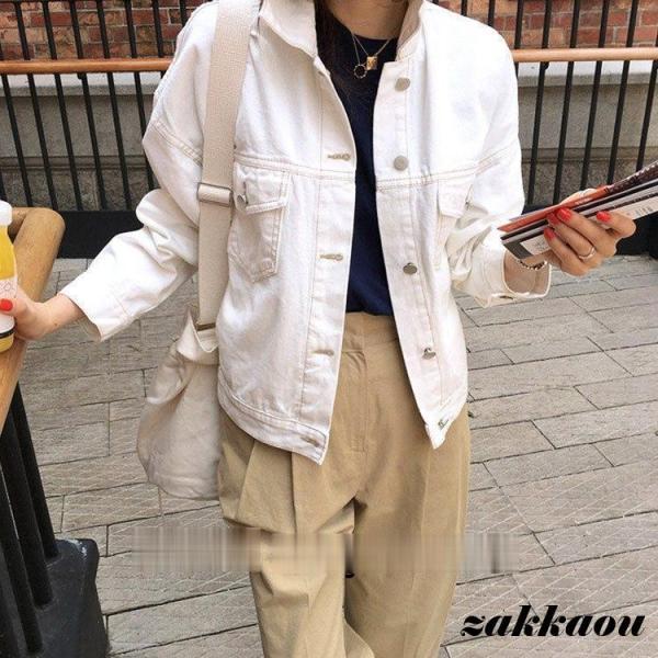 デニムジャケット レディース ゆったり 白 おしゃれ オーバーサイズ 