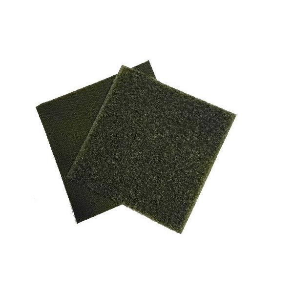 パッチ ベルクロ（オス・メス）10cm角OD色(オリーブドラブ) PV-1