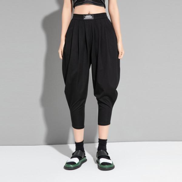 パンツ レディース モード系 七分丈 ボトムス 個性的 ルーズ クロップドパンツ スリム 楽ちん サルエルパンツ きれいめ 韓国ファッション 大きいサイズ 春夏