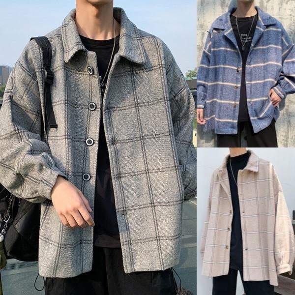 ビッグシルエット ジャケット メンズ ブルゾン チェック柄 ビッグシルエット ジャケット メンズ ブルゾン チェック柄