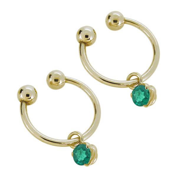 イヤリング フープピアス 小さめ おしゃれ 揺れる ノンホールイヤリング エメラルド K18金 Me 0002 5 K18 Plejour プレジュール 通販 Yahoo ショッピング