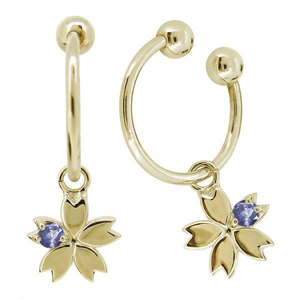 フープイヤリング K18 ノンホールピアス 桜の花 さくらモチーフ 選べる誕生石 シンプル イヤーカフ レディース 18k イエロー ピンク Me 0015 Birth K18 Plejour プレジュール 通販 Yahoo ショッピング