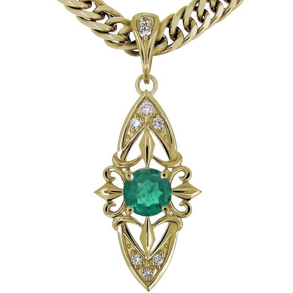 4℃ 　K18 エメラルドネックレス ネックレス メンズ 18金 K18 エメラルド 喜平ネックレス : PLEJOUR