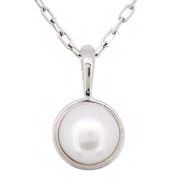 パール ネックレス レディース シンプル ペンダント 真珠 プラチナ  