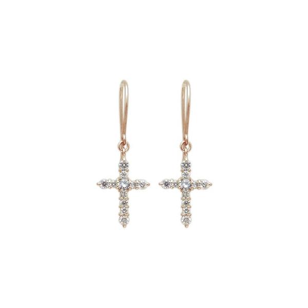 クロスピアス 1Pダイヤモンド クロス ピアス フック 10金 ダイヤモンド : PLEJOUR (プレ