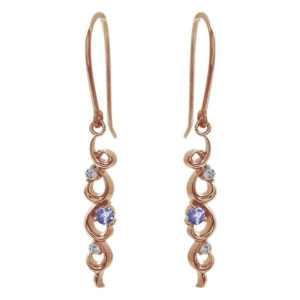 ピアス タンザナイト フックピアス 唐草 18金 アメリカンフック 