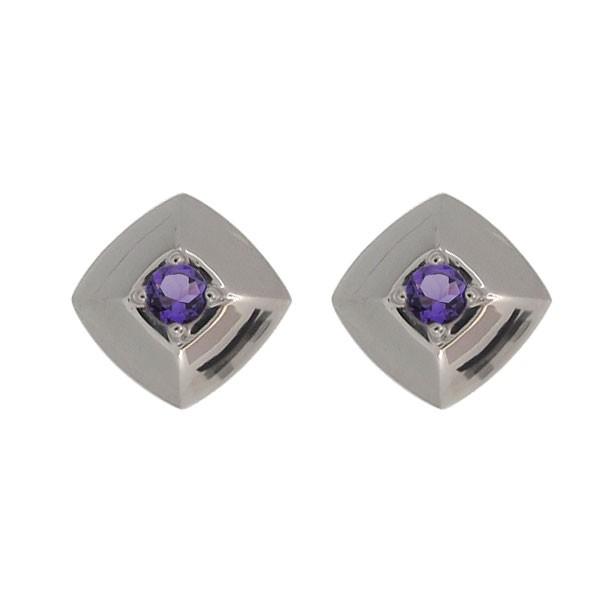 WEB限定カラー シルバー ピアス アメジスト シンプル スタッズピアス メンズ シルバー