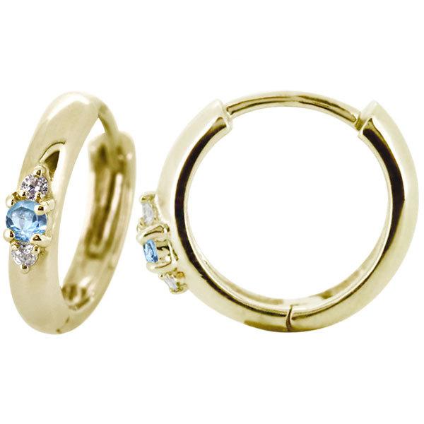 フープピアス 18k メンズ 太め シンプル 片耳 リングピアス ブルー