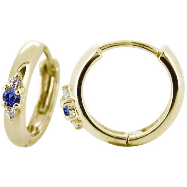 フープピアス 18k メンズ 太め シンプル 片耳 リングピアス サファイア 