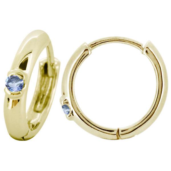 ピアス 18k フープ メンズ ゴールド アクアマリンサンタマリア 一粒  