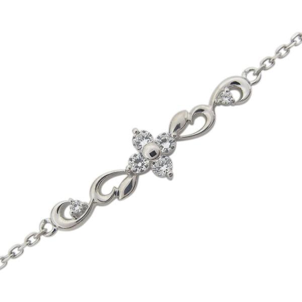 プラチナ 花 ブレスレット フラワー 唐草 ダイヤモンドアンクレット 