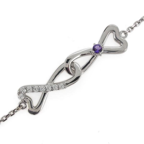 アメジスト アンクレット ハート インフィニティ 無限 レディース  