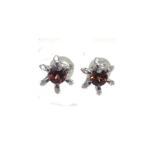 ガーネット メンズピアス プラチナ 雪の結晶 クリスマス