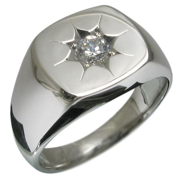 シルバー ダイヤモンド リング 印台 メンズ 指輪 : PLEJOUR (プレ