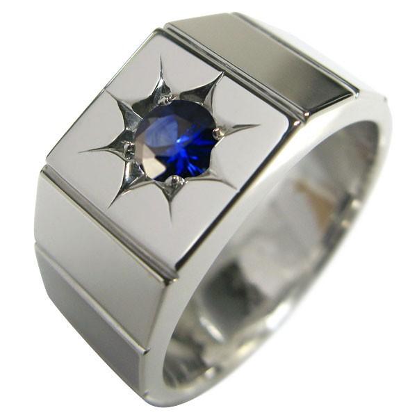 シルバー リング メンズ 指輪 印台 サファイア 9月誕生石 : PLEJOUR