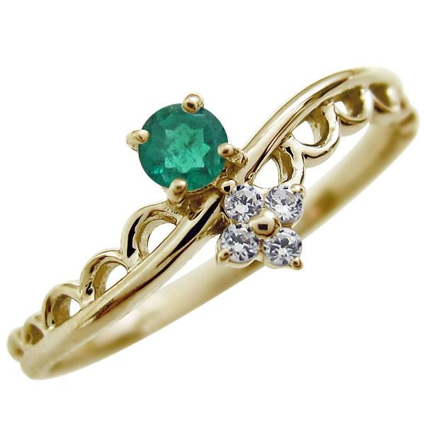 ファランジリング 一粒 エメラルド 指輪 エメラルドリング K18