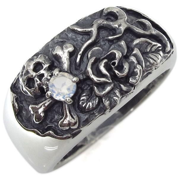 スカル ドクロ ロイヤルブルームーンストーン シルバーリング 骸骨
