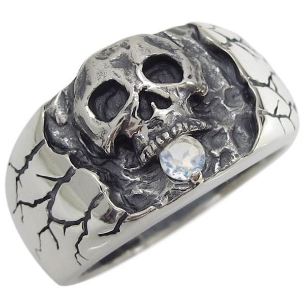 ロイヤルブルームーンストーン スカル ドクロ リング シルバー 骸骨