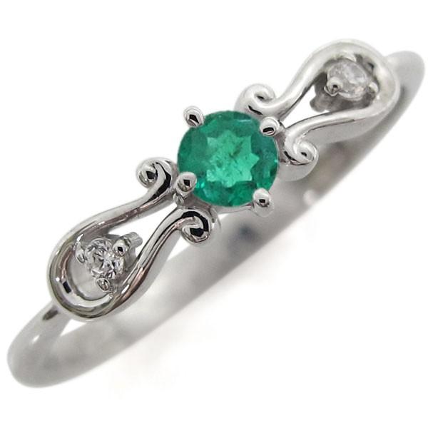 プラチナ エメラルドリング ホースシュー 馬蹄 指輪 クリスマス