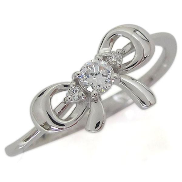プラチナリング ダイヤモンド リボンモチーフリング りぼん 指輪