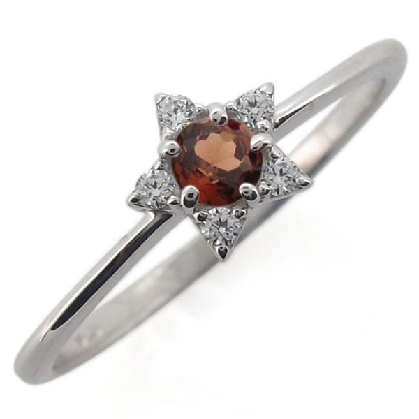 指輪 レディース シルバー シンプル 細い 人気 星 ガーネットリング