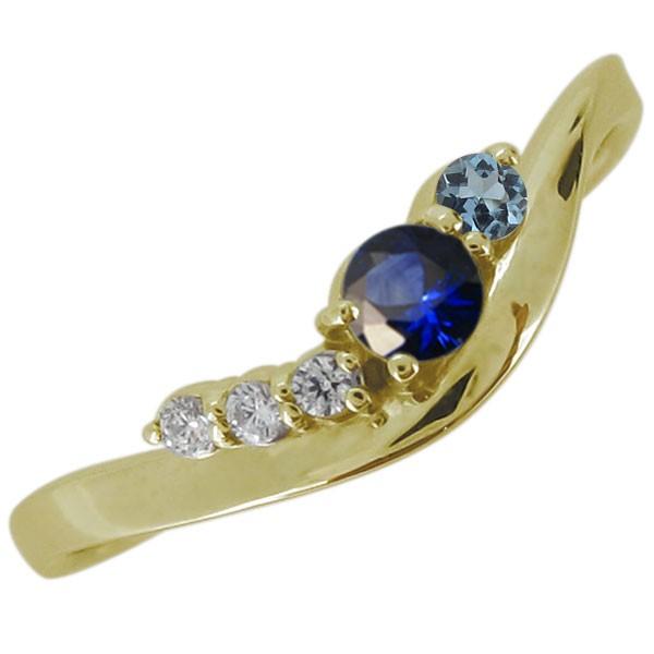 18金 指輪 リング サファイア 9月誕生石 シンプル プレゼント 妻