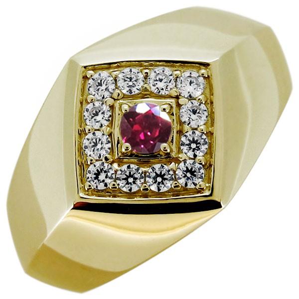 18金 メンズリング 印台 指輪 天然石 ルビー K18 Mr 0349 7 K18 Plejour プレジュール 通販 Yahoo ショッピング