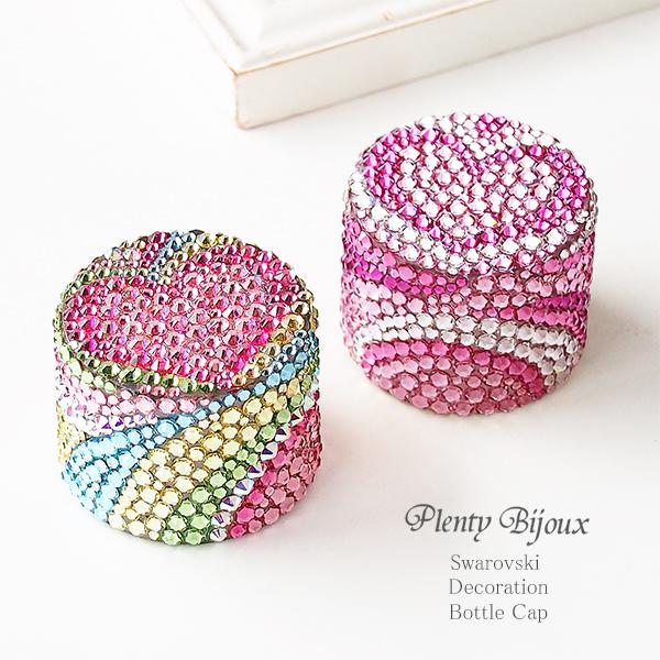 ★swarovski スワロフスキー ハートボトル ❤︎ SWAROVSKI デコ ペットボトルキャップ スワロフスキー ハート